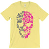 two coloured patterned skull   mens funny T-Shirt