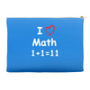 kids boys childrens i love math 1+1=11 funny Accessory Pouches