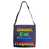 shoot eat sleep repeat gun Adjustable Strap Totes