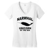 narwhal whale Women's V-Neck T-Shirt