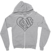 men's love heart outline valentine's day t shirt Zipper Hoodie