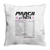 March Girl Facts Pisces Throw Pillow