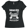 February Girls Are Sunshine Mixed With A Little Hurricane Women's Triblend Scoop T-shirt