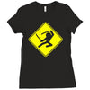 ninja crossing sign Ladies Fitted T-Shirt