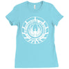 battlestar galactica distressed badge Ladies Fitted T-Shirt