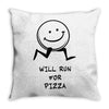 will run for pizza Throw Pillow