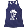 outlaw cow boy motor bike Racerback Tank