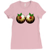 christmas pudding boobs funny Ladies Fitted T-Shirt
