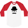 hat wayfarer glasses funny moustache hipster funny geek light tee shir 3/4 Sleeve Shirt