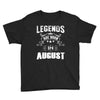 Legends Are Born In August Youth Tee