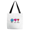 peace love wine Tote Bags