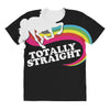 totally straight funny rainbow unicorn gay pride novelty fashion All Over Women's T-shirt