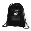 leo christmas ugly sweater Drawstring Bags