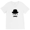 hat wayfarer glasses funny moustache hipster funny geek light tee shir V-Neck Tee