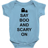 say boo and scary on 2 Baby Bodysuit