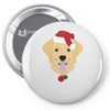 golden retriever dog with red santa's hat Pin-back button