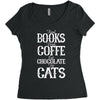 read books drink coffee eat chocolate pet cats Women's Triblend Scoop T-shirt