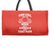 This Girl Like To Drink Wine Save Animals And Take Naps Weekender Totes