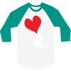 bird love heart animal graph note music party pop art gift 3/4 Sleeve Shirt
