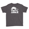 vinyl junkie white logo Youth Tee