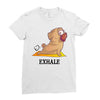 yoga pug exhale Ladies Fitted T-Shirt