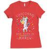 Unicorns are born in March Ladies Fitted T-Shirt