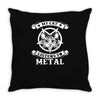 my cat listen to metal Throw Pillow