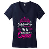 Celebrating With the 7th Birthday Queen Women's V-Neck T-Shirt