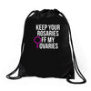 keep your rosaries off my ovaries Drawstring Bags