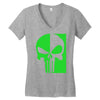 mad engine marvel brand punisher scar glow in the dark Women's V-Neck T-Shirt