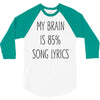 my brain is 85% song lyrics 3/4 Sleeve Shirt