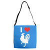 i love cock Adjustable Strap Totes