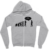 stop following me funny darwins evolution parody mens white t shirt Zipper Hoodie
