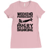 weekend rugby forecast beer pub drink Ladies Fitted T-Shirt
