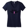 angel wing believe breast cancer Women's V-Neck T-Shirt