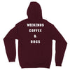 weekends coffe and dogs white back Unisex Hoodie