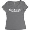 sorry i'm late white logo Women's Triblend Scoop T-shirt