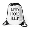 need more sleep Drawstring Bags