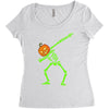 pumpkin skeleton dabbing Women's Triblend Scoop T-shirt