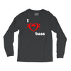 i love heart bass guitar music Long Sleeve Shirts