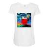Van Gogh Parody Snoopy Maternity Scoop Neck T-shirt