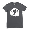 skiier moon moonlight silhouett Ladies Fitted T-Shirt