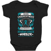 Never Underestimate the Strength of a Ovarian Cancer Warrior Baby Bodysuit