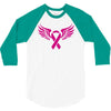 breast cancer ribbon with wing 3/4 Sleeve Shirt