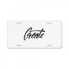 THE GREATE License Plate