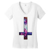 inverted galaxy cross funny  religion banter space fashion new Women's V-Neck T-Shirt