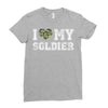 i love my soldier regular camouflage Ladies Fitted T-Shirt
