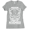 Never Underestimate Dog Rescuer Who Was Born November Ladies Fitted T-Shirt