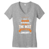 All Women Created Equal But The Best Born In January Women's V-Neck T-Shirt