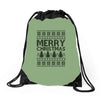 ugly merry christmas Drawstring Bags